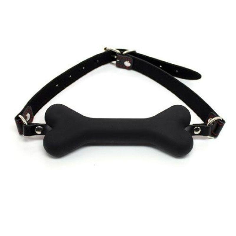 Knebel Toyz4lovers Easy Dog Gag nero - kość, czarny pasek