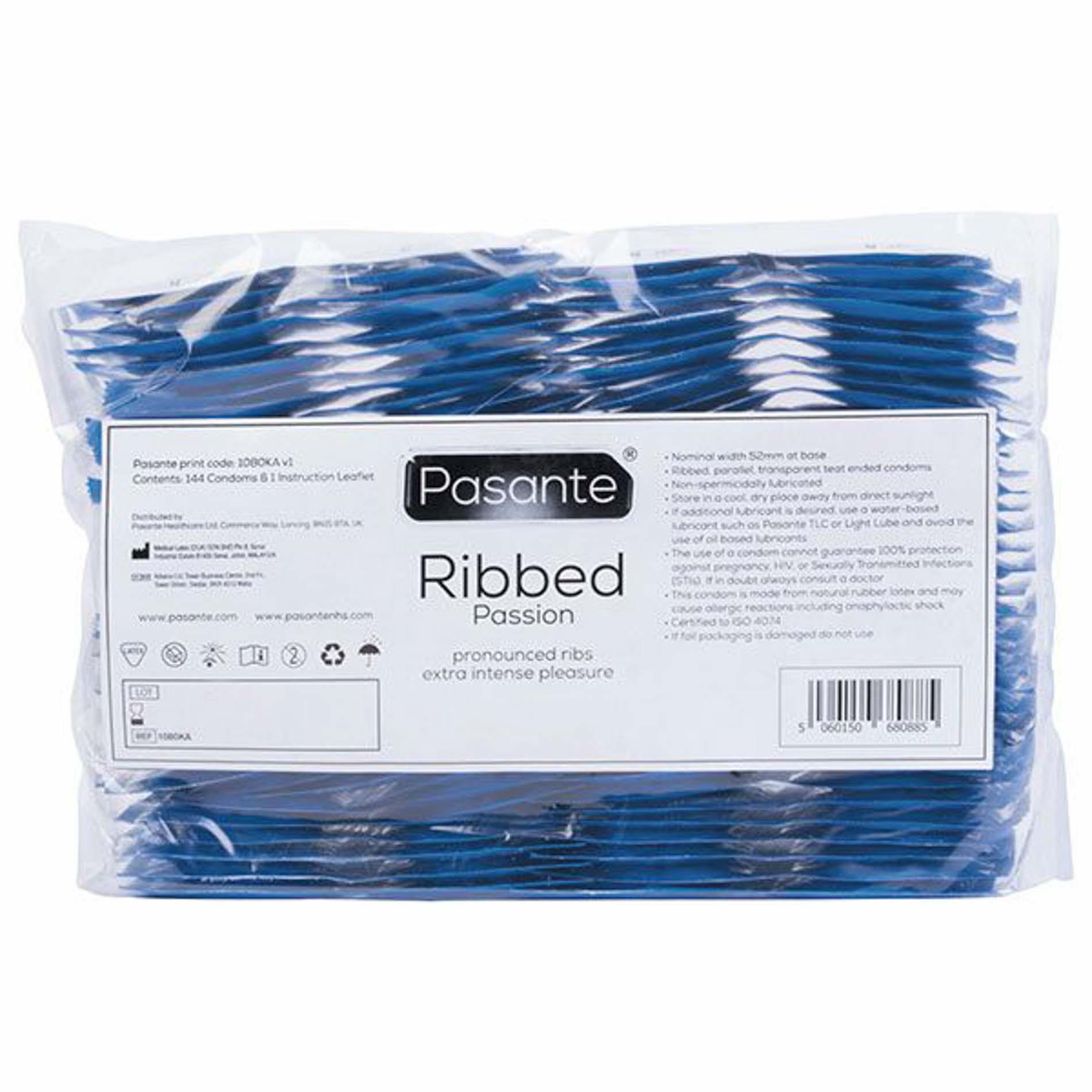 Prezerwatywy prążkowane Pasante Ribbed Passion - 144 sztuki
