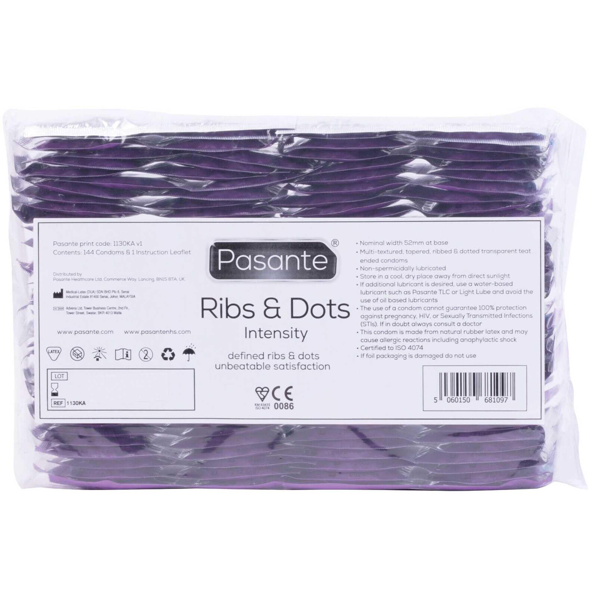 Prezerwatywy Pasante Ribs & Dots Intensity - prążkowane i wypustki