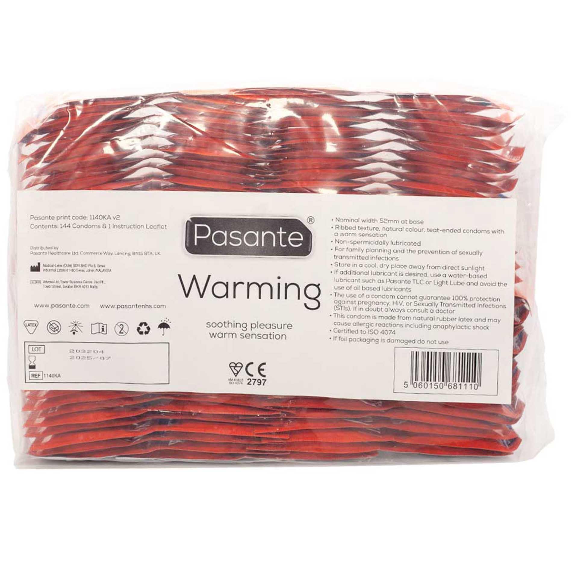 Prezerwatywy Pasante Warming - efekt rozgrzewający, żebrowane