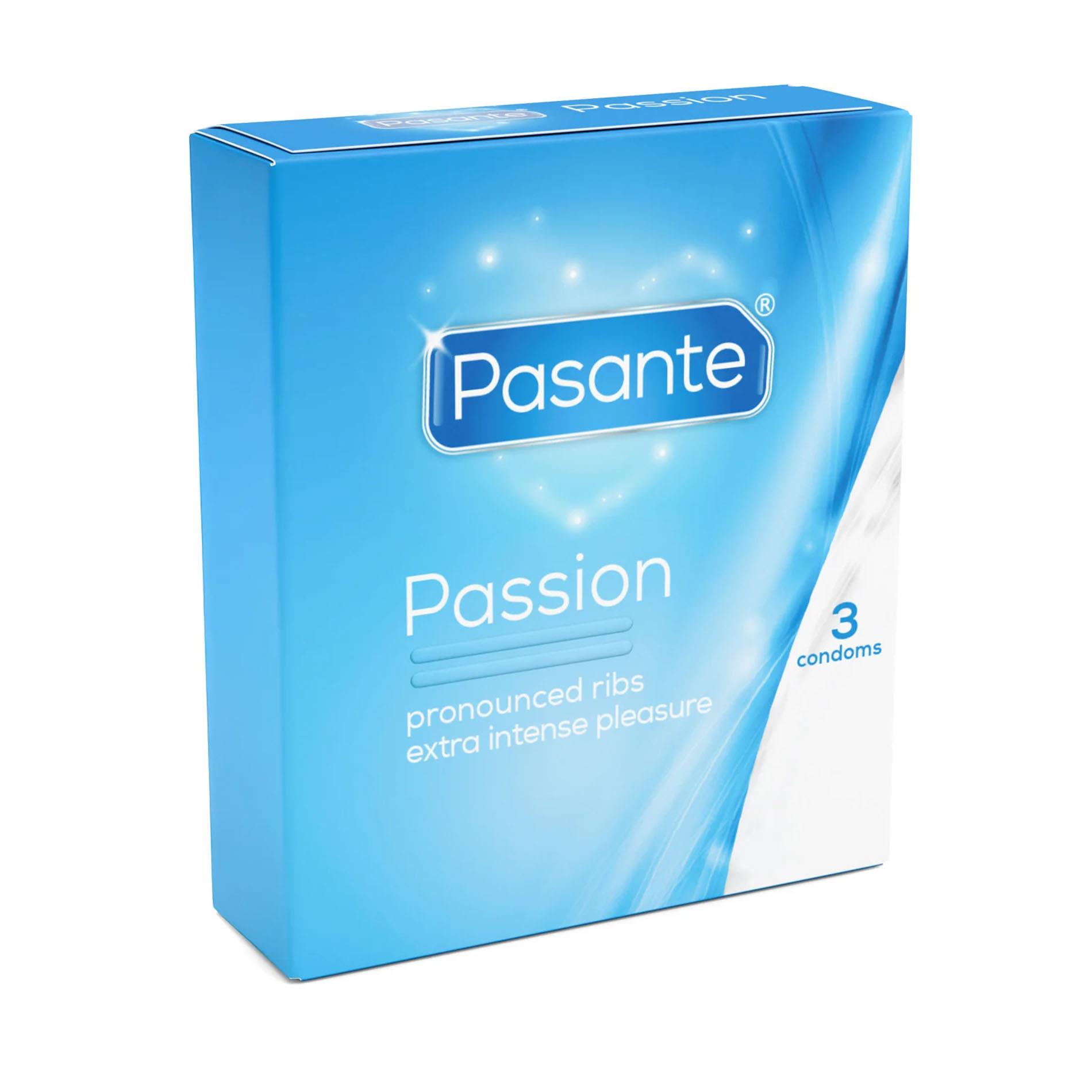 Prezerwatywy Pasante Ribbed Passion - prążkowane, 3 sztuki