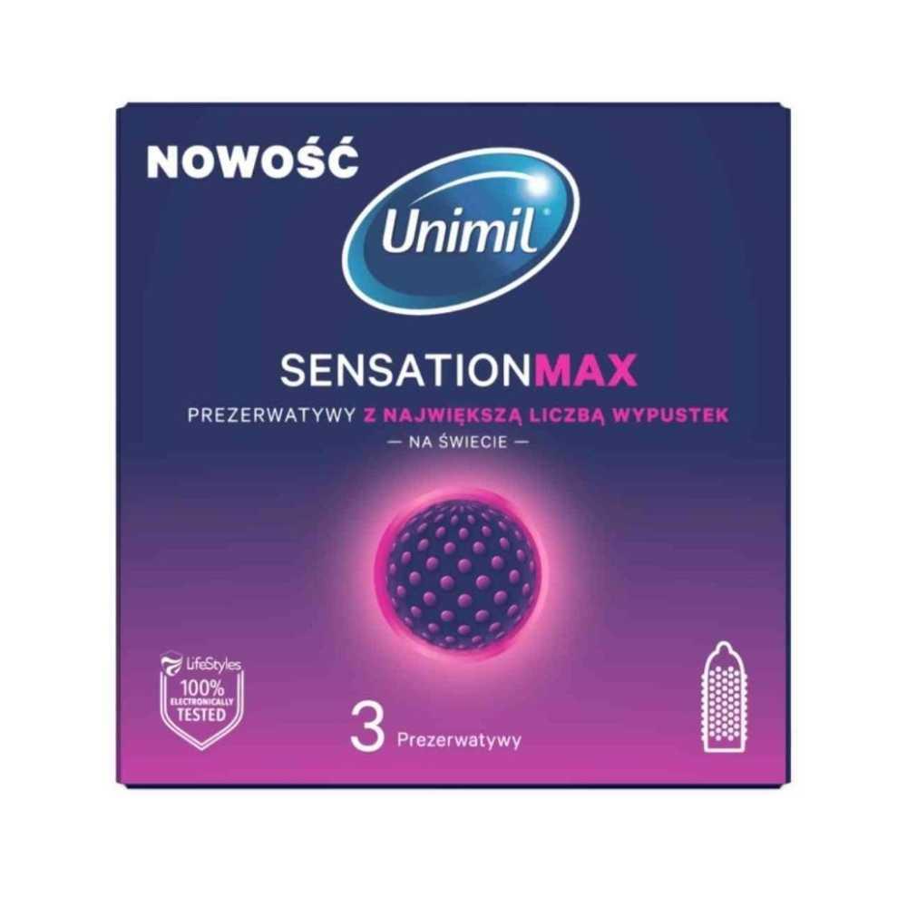 Prezerwatywy Unimil Sensation Max 3 szt. - z wypustkami