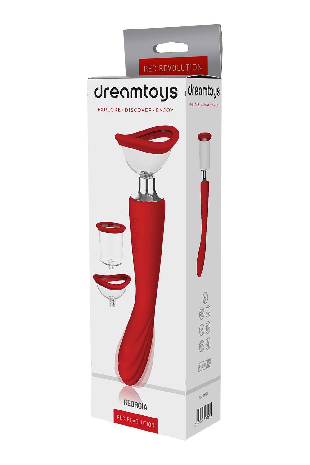 Pompka próżniowa Dream Toys RED REVOLUTION GEORGIA - silikon, 7 trybów