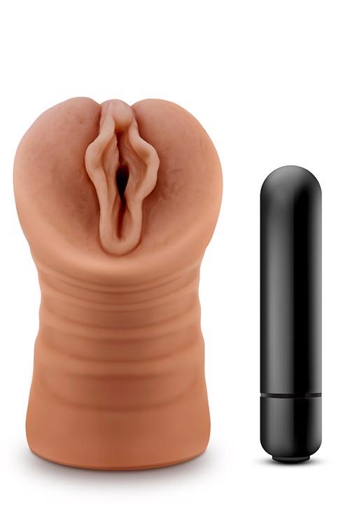 Stroker Blush M for Men Sofia Mocha - wibrujący, otwarty