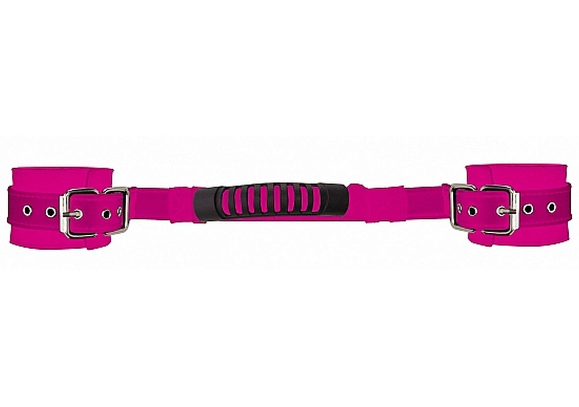 Kajdanki Ouch! Adjustable Leather - różowe uchwyty