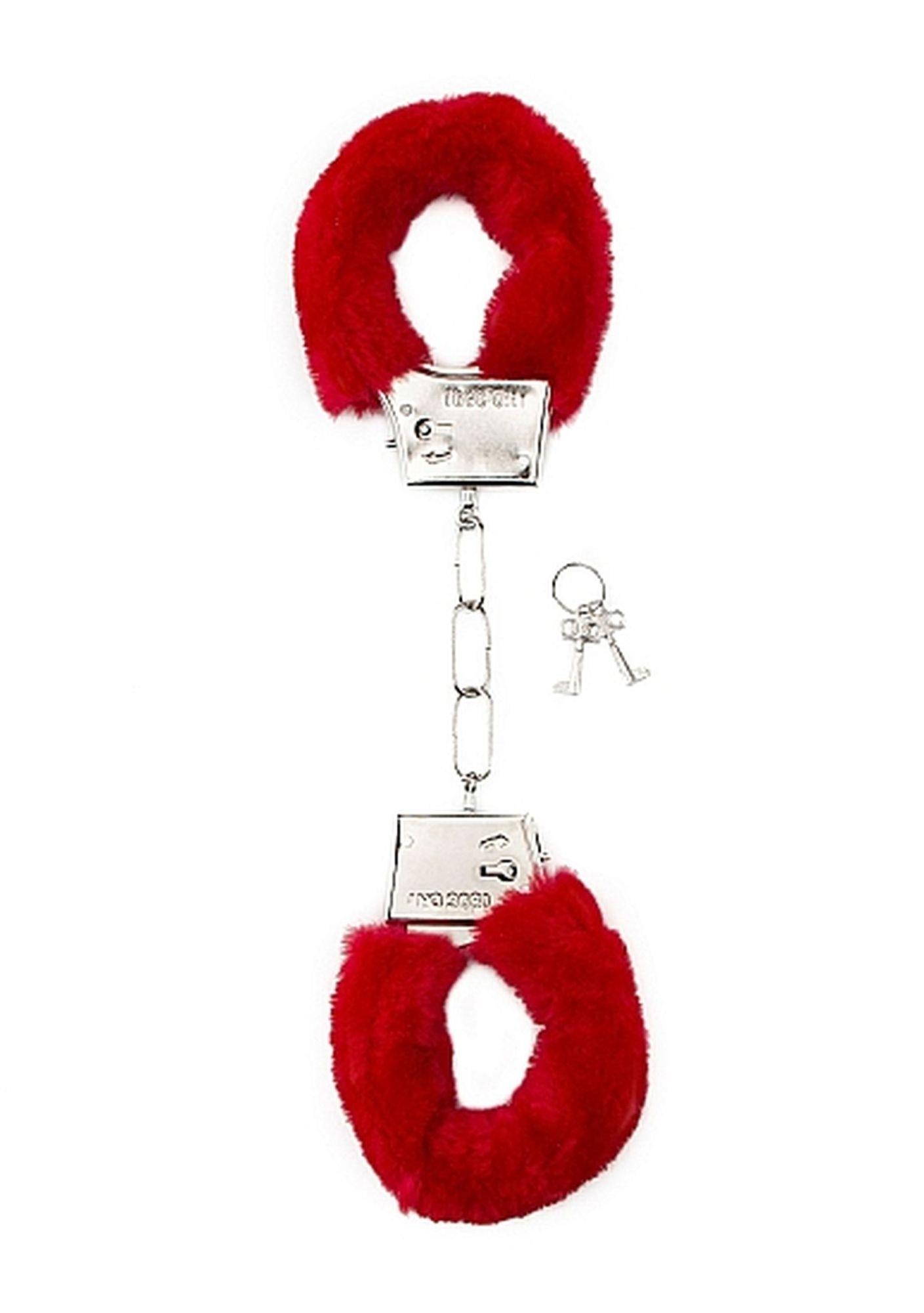 Kajdanki ShotsToys Furry Handcuffs - futro czerwone