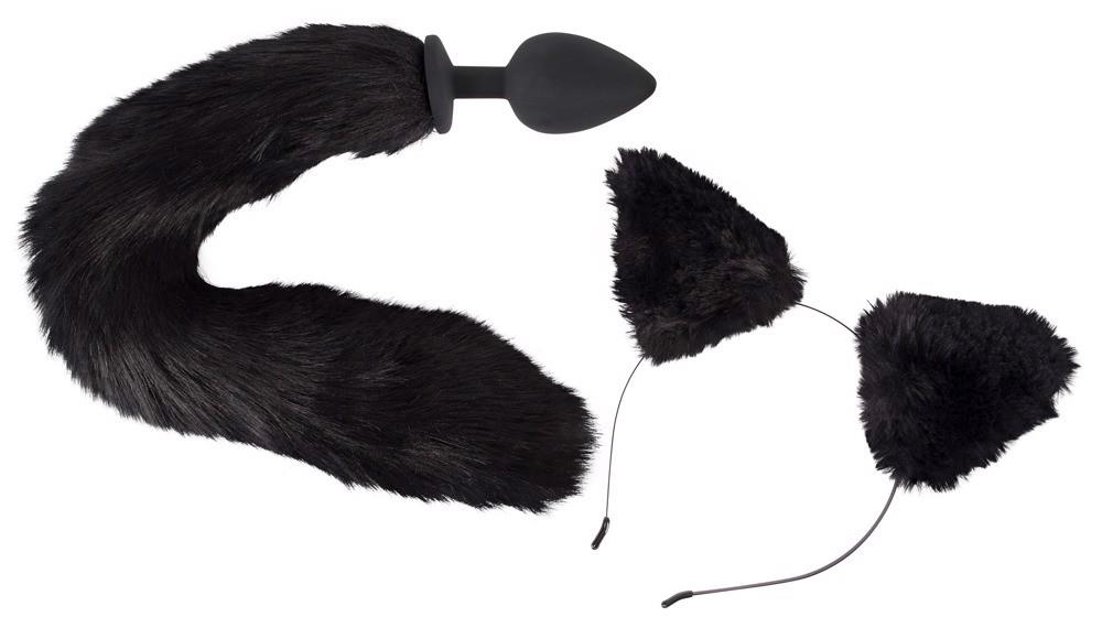 Korek analny Bad Kitty Pet Play Plug & Ears - silikon, ogon kota