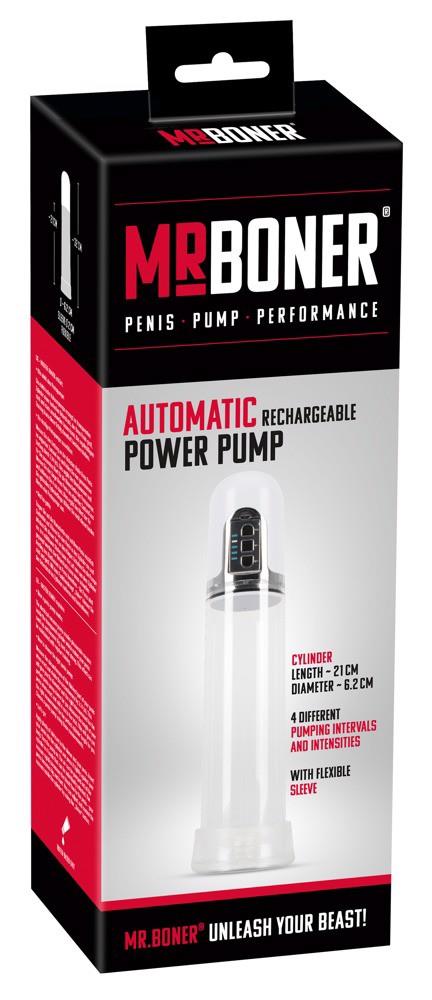 Pompka z funkcją ssania Mister Boner Rechargeable Pump - przezroczysta