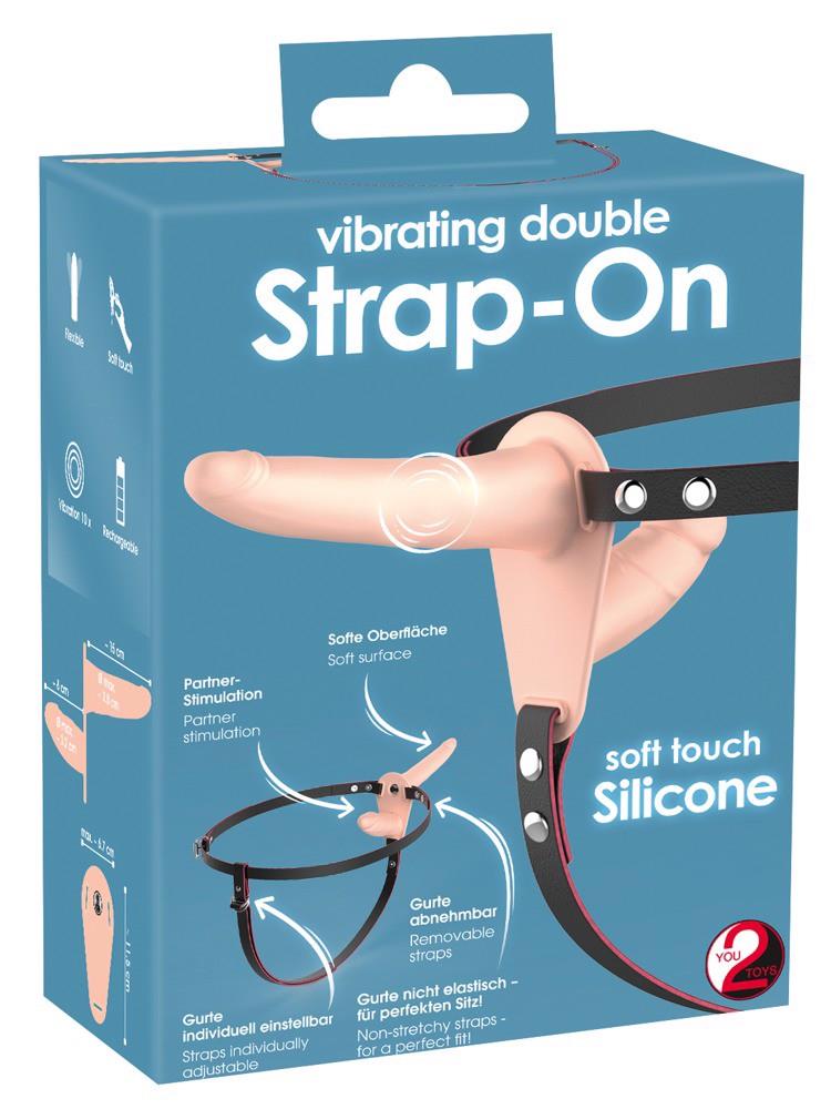 Zestaw strap-on You2Toys Vibrating Double - regulowany silikon