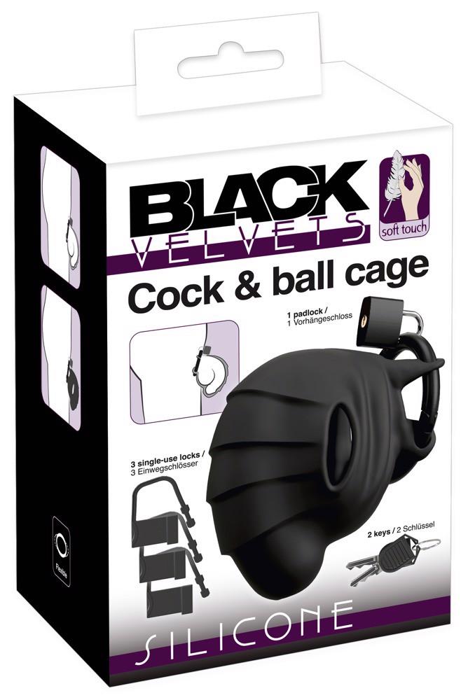 Klatka Black Velvets Cock & Ball - silikonowa, czarna