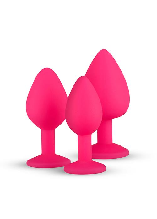 Zestaw wtyczek analnych Easytoys z kryształkiem różowy