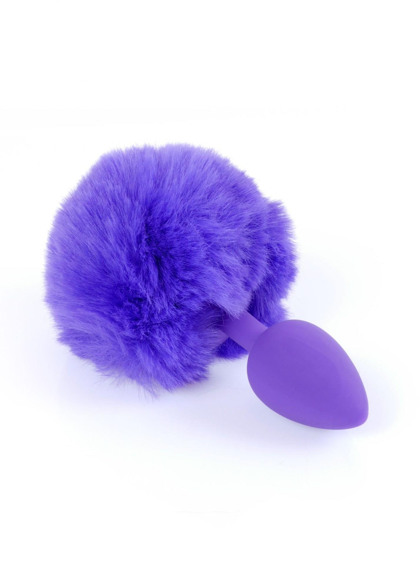 Korek analny Boss Series Bunny Tail - silikon, fioletowy