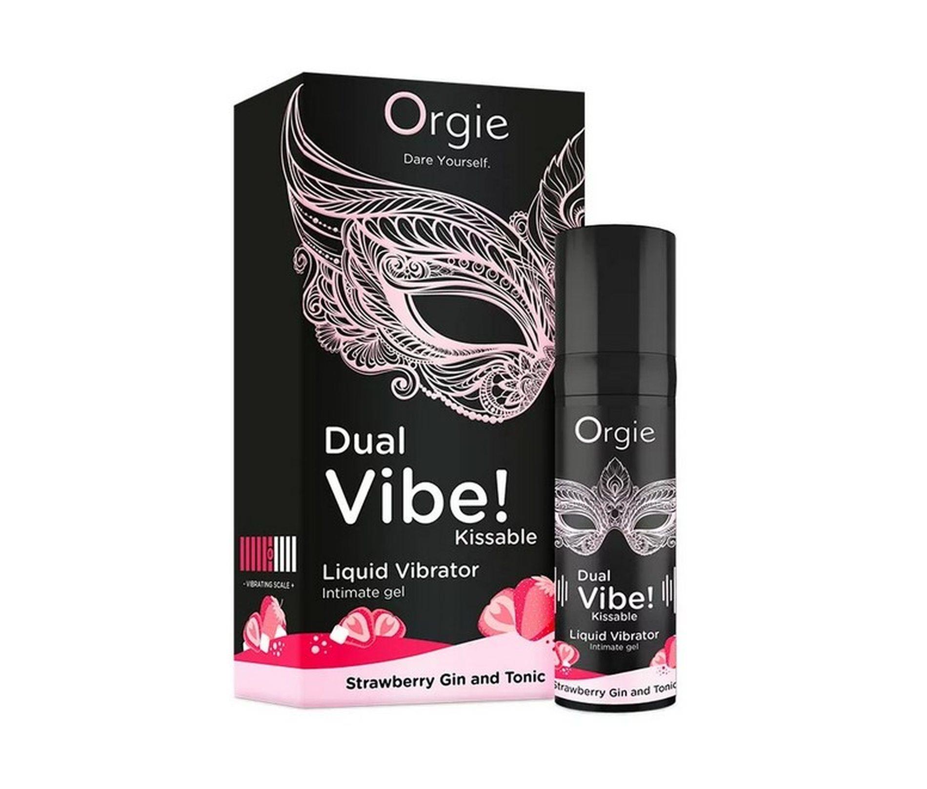 Wibrujący żel intymny Orgie Dual Vibe! Kissable - smak truskawki Gin