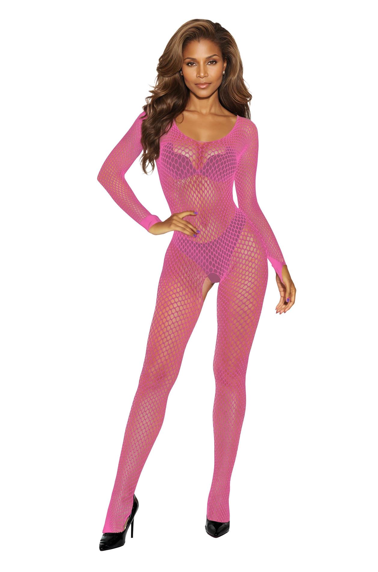 Bodystocking SoftLine Collection 2061 - różowy siateczka