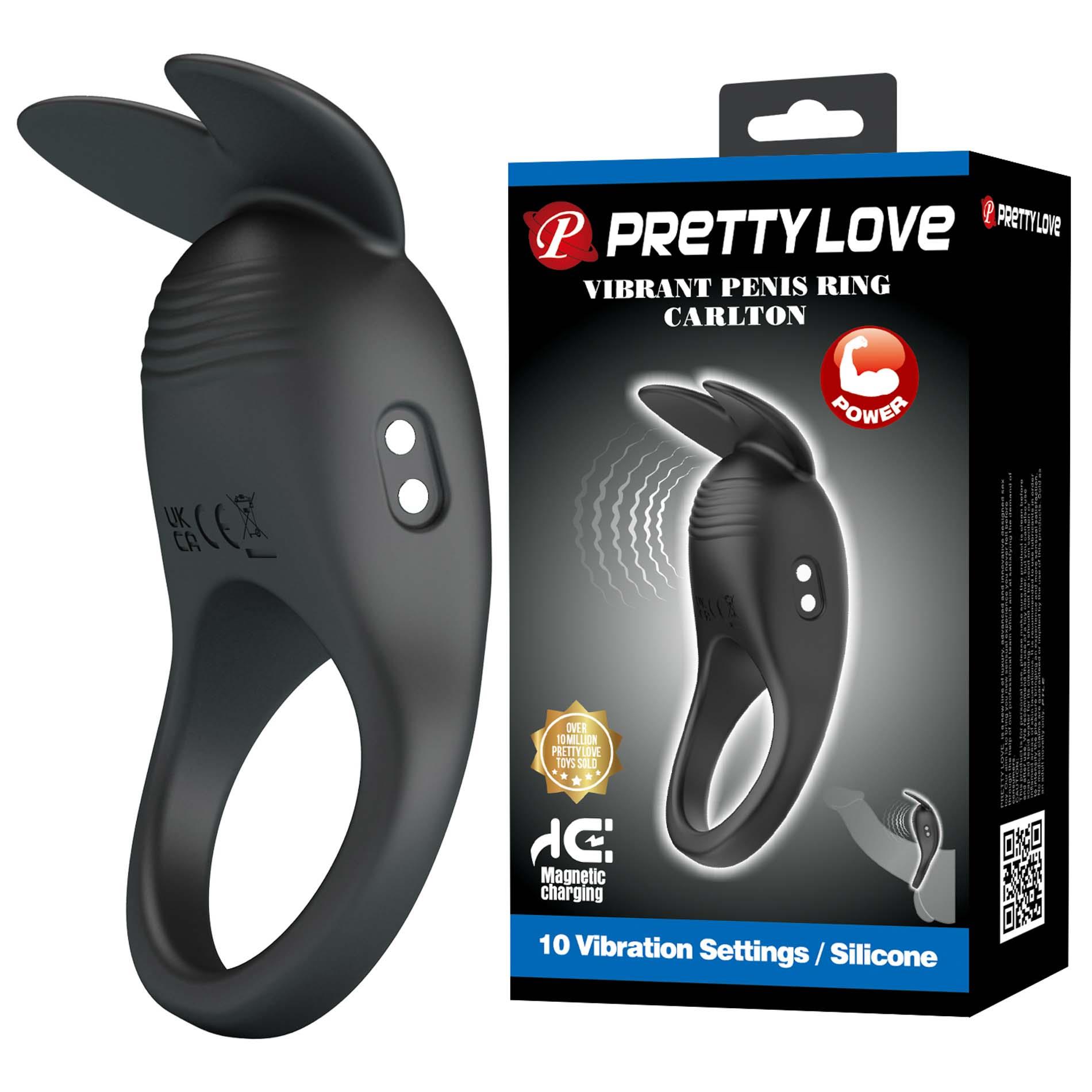 Pierścień erekcyjny wibracyjny Pretty Love Carlton - silikon