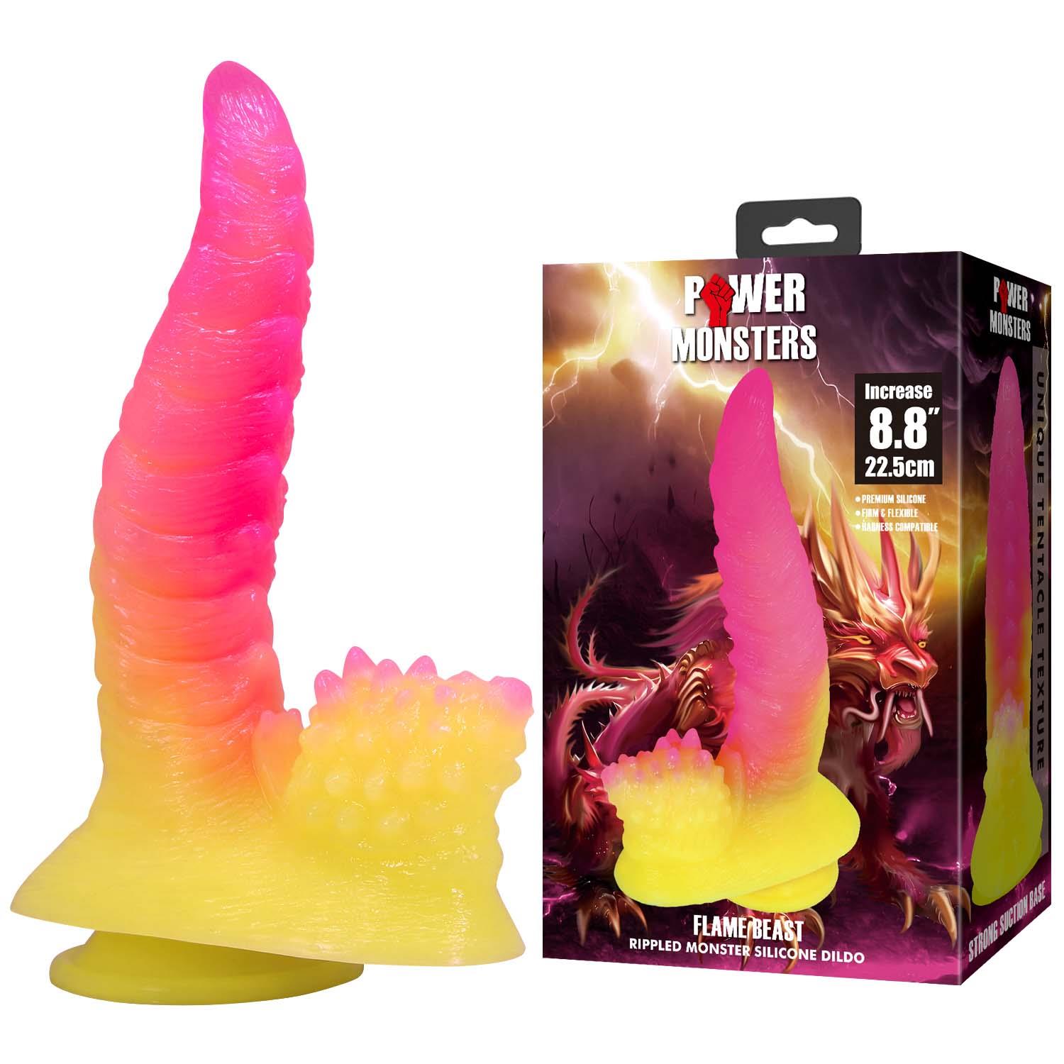 Stymulator Power Flamebeast - silikon, z przyssawką